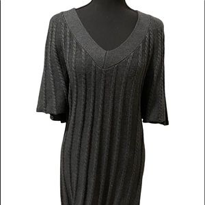 Calvin Klein Short Sleeve Sweater Dress in Gray.